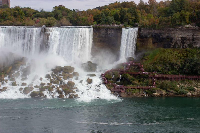 Cave of the Winds Hurricane Deck wooden walkway Bridal Veil Falls Niagara