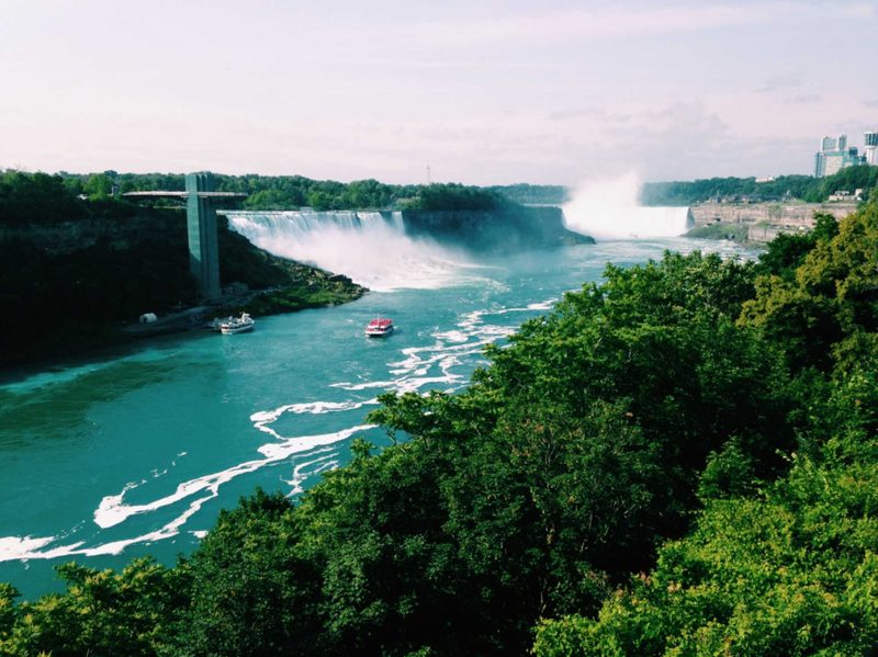 The Niagara Gorge and rushing Niagara River below the falls