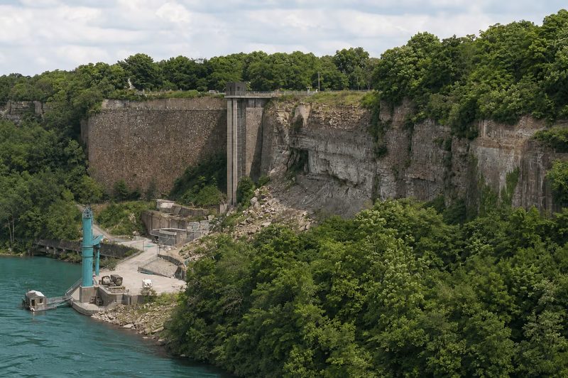 The Schoellkopf ruins in the Niagara Gorge, seen from the rim