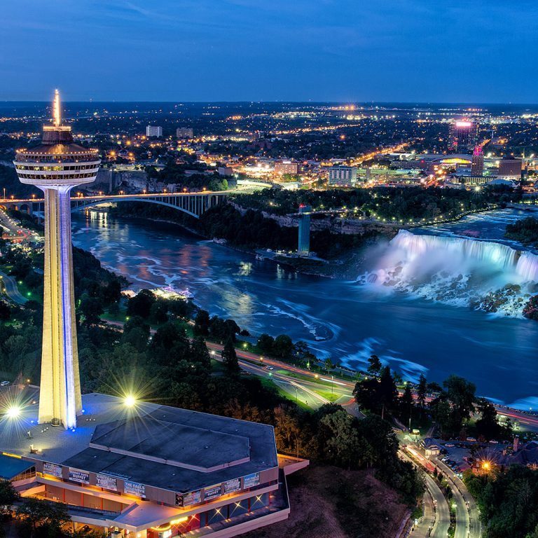The Skylon Tower observation tower in Niagara Falls, Ontario